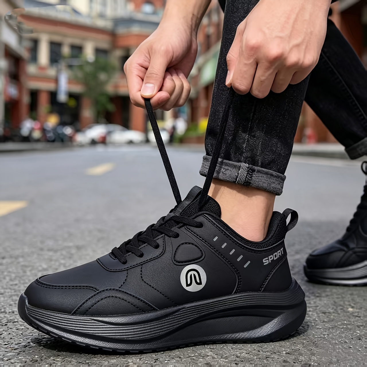 Men's Large Wide Width Sneakers with Thick Platform