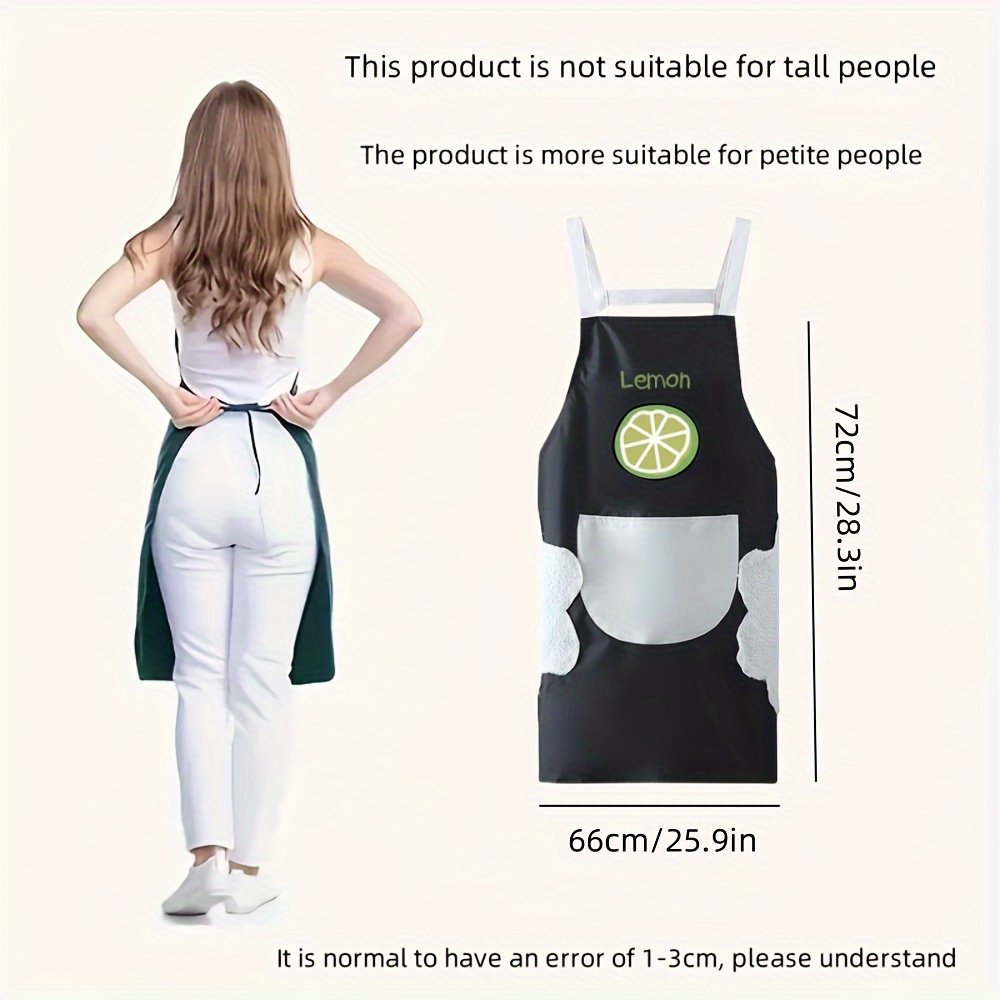 1pc strap type double shoulder dirty resistant apron kitchen oil proof with wipe hand cloth and pocket waterproof and oil proof half body waist apron pvc household kitchen oil proof home men and women cooking waist details 4