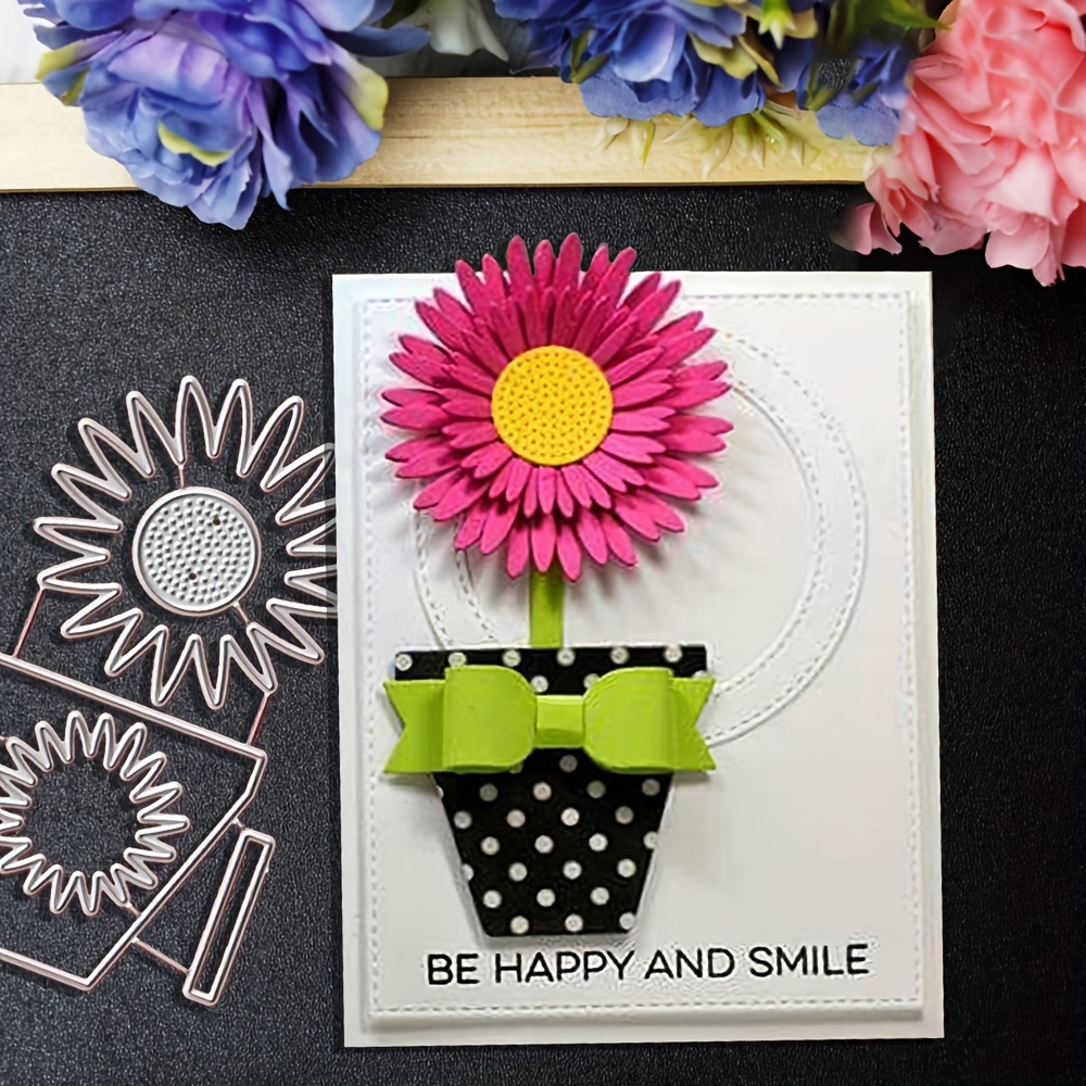 TEMU 1pc Flowers Metal Cutting Die, Diy Decoration Embossing Die Cut, Greeting Card Making Template, Suitable For Album Card Making, Handmade Card Tools.