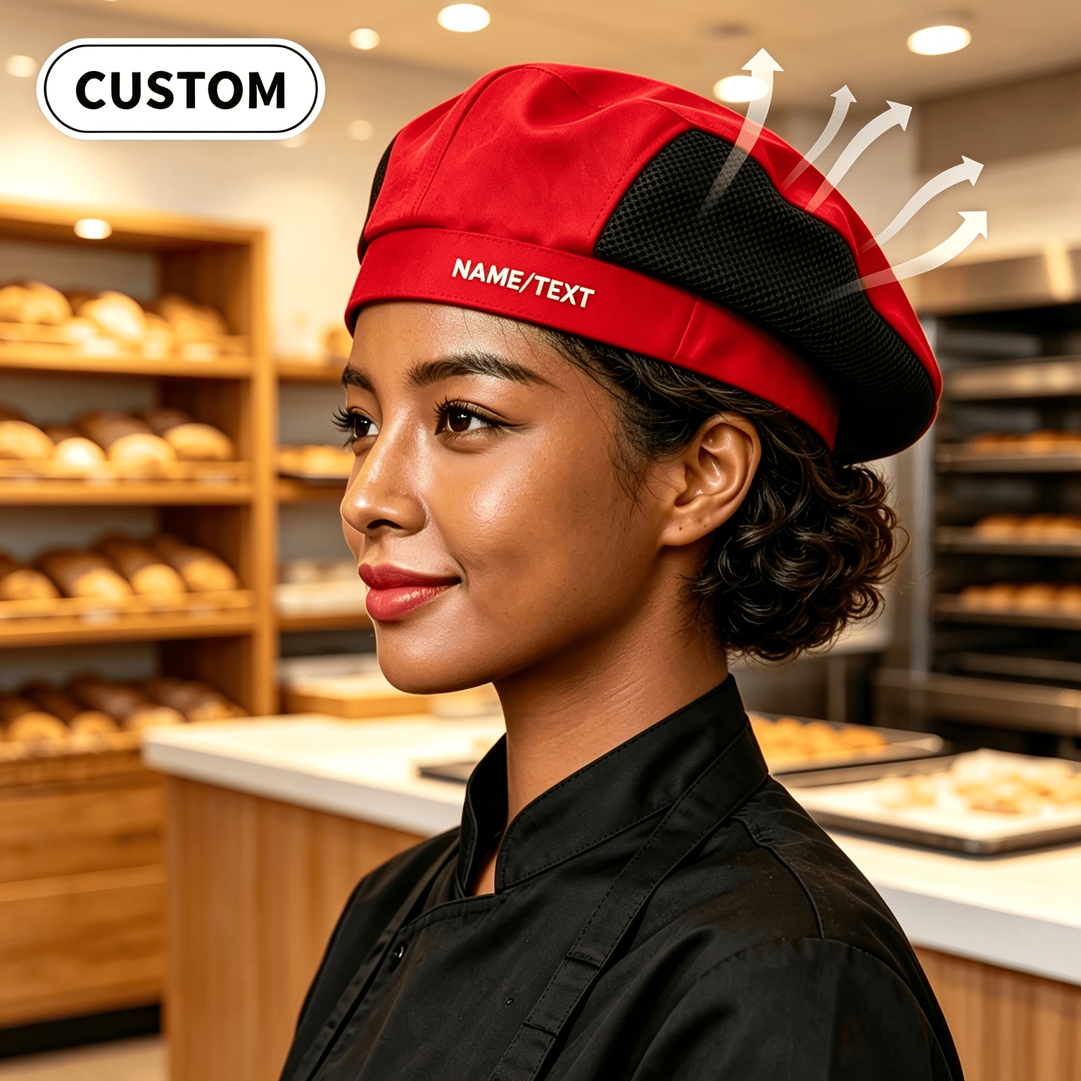 TEMU 1pc Breathable Chef Hat, Unisex, Waiter/chef Beret, Suitable For Coffee Shops, Western Restaurants, And Bakeries. Customizable With Logo, Image,