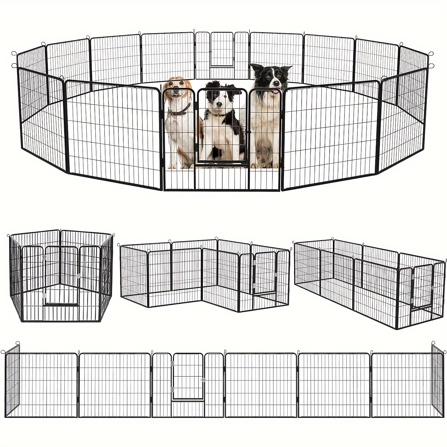 

Heavy Duty Metal Dog Playpen Dog Fence For Outdoor, 8/16/24 Panels 24"/32"/40" Height Rustproof Dog Fence With Doors, Pet Fence For Large/medium/small Dogs, Pet Playpen For Yard, Camping