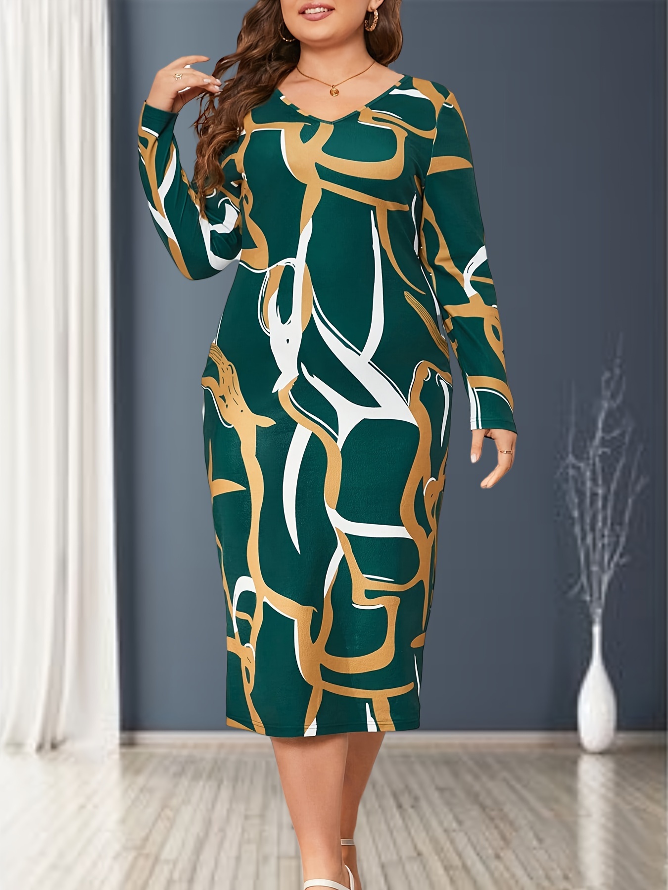 plus size geo block bodycon dress elegant long - Temu Nigeria