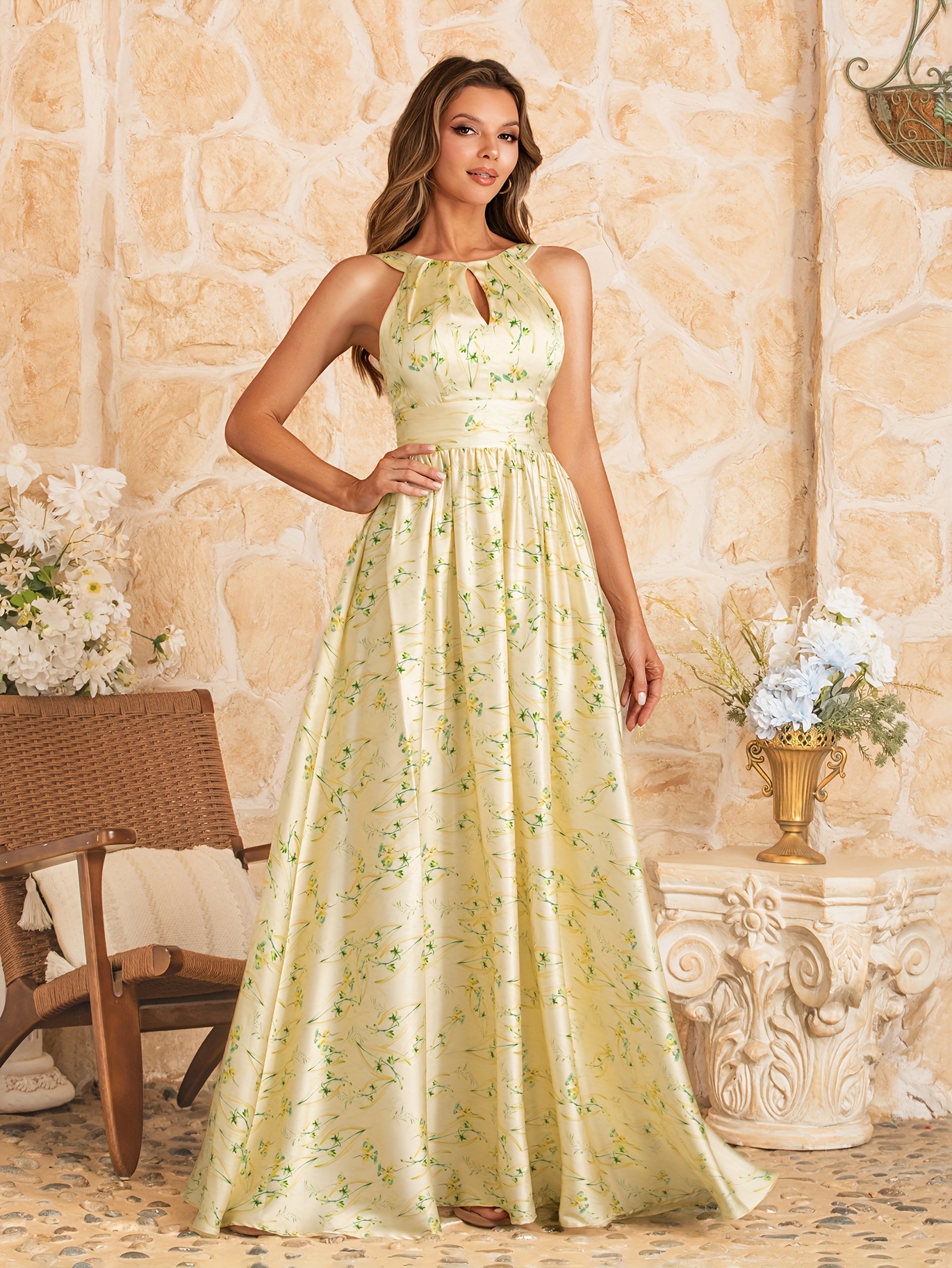 summer mothers graduation dress sleeveless high waist - Temu Brazil