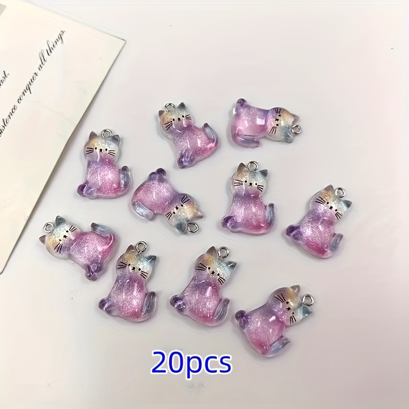 Image of 20 New Fashionable Resin Cat Pendants, Suitable For Making Accessories And Crafts, Flat-, Perfect Gift, Charms