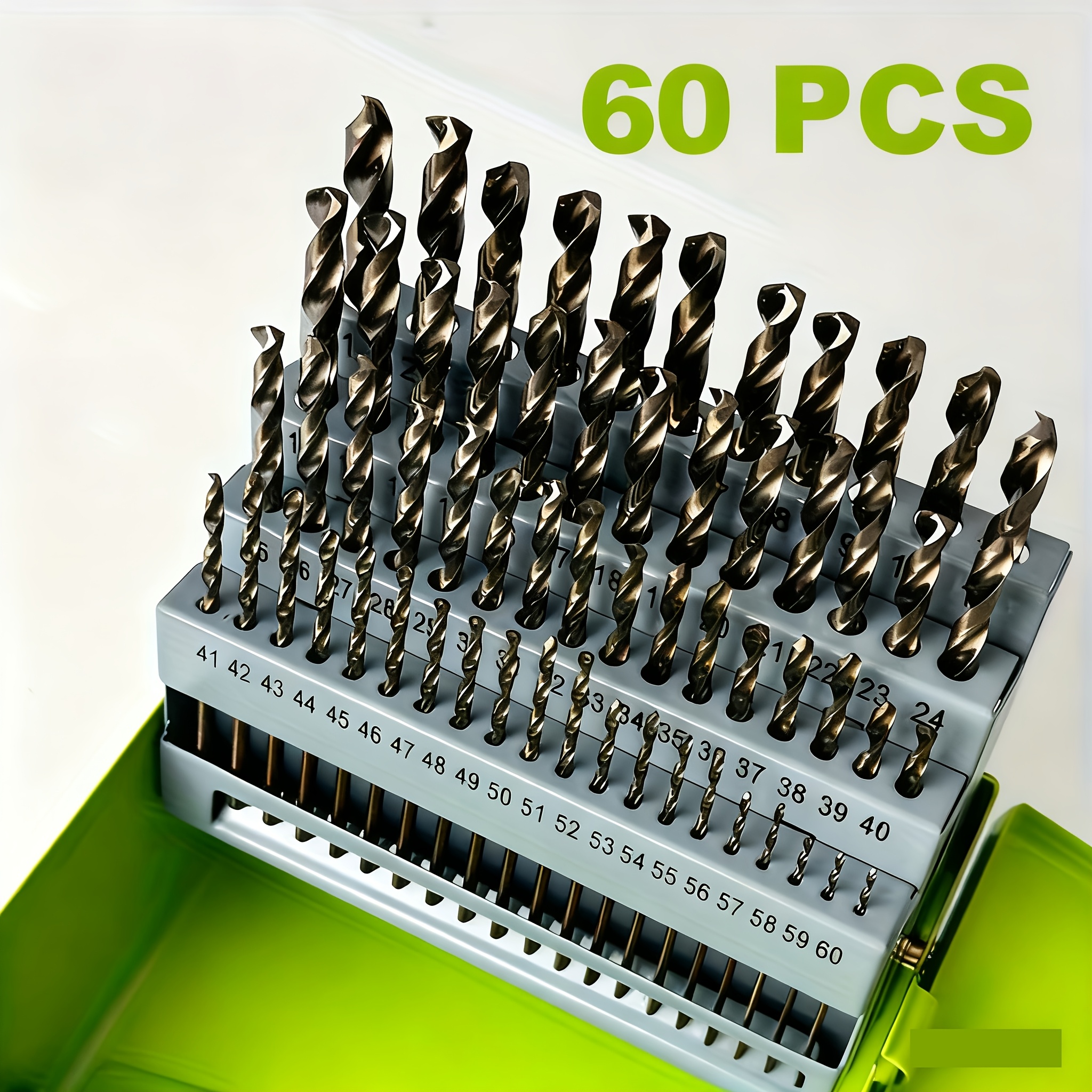 TEMU 60pcs Drill Bit Set - Steel, 135° Split Point For Metal, Cast - Includes Durable Metal Storage Case, Metalworking Tools | Organized Drill Bits |