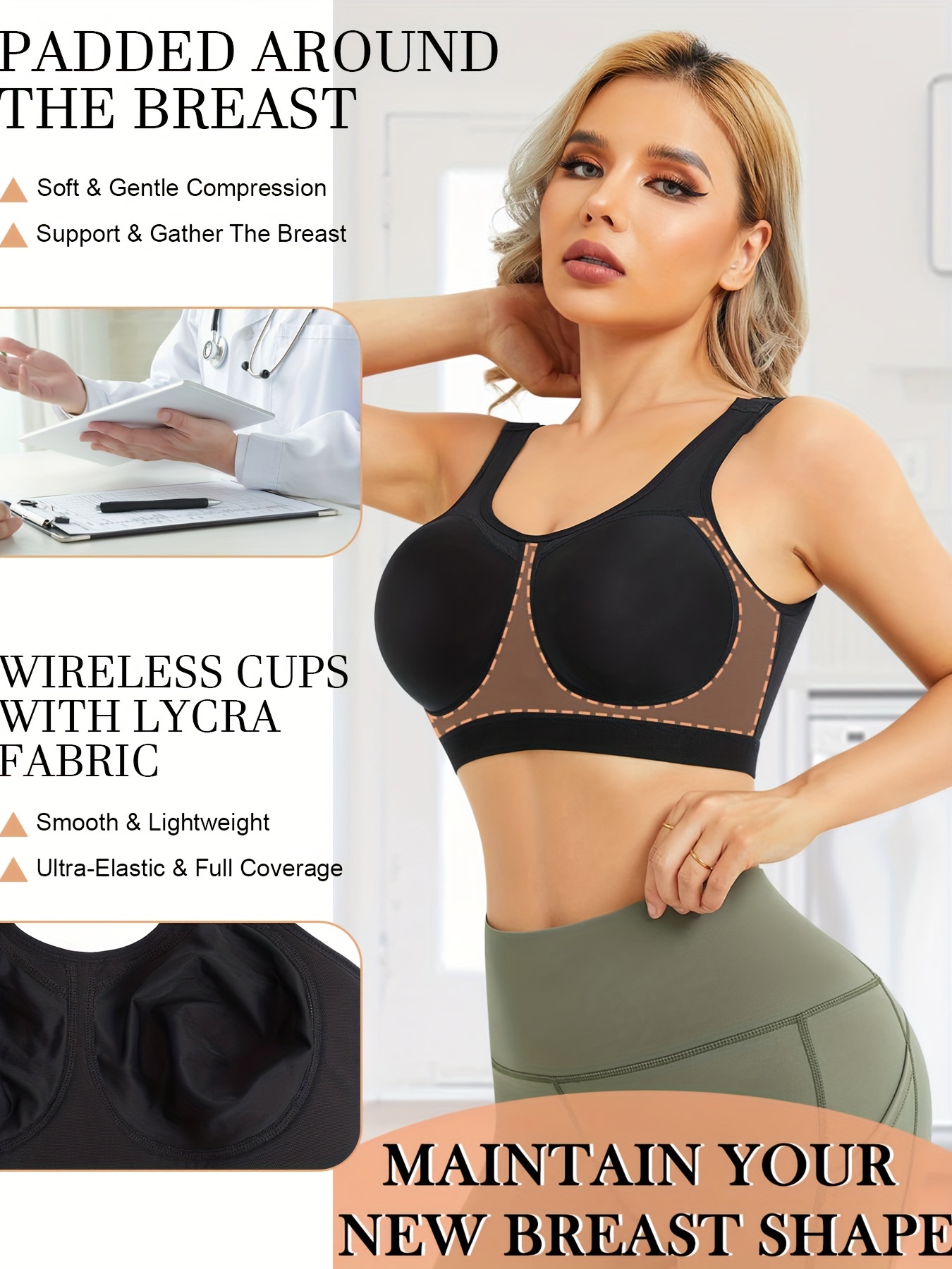 Seamless Full Coverage Bra Adjustable Wide Strap Wireless Support Bra Women s Underwear Lingerie