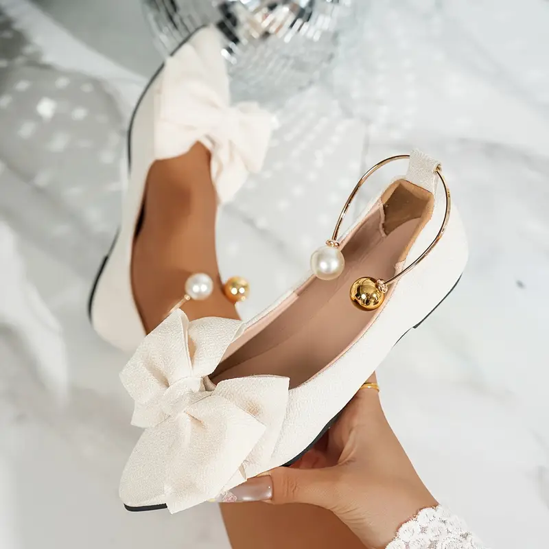 womens pointed flat bow accent ankle strap ballet flats - Temu womens pointed flat bow accent ankle strap ballet flats - Temu