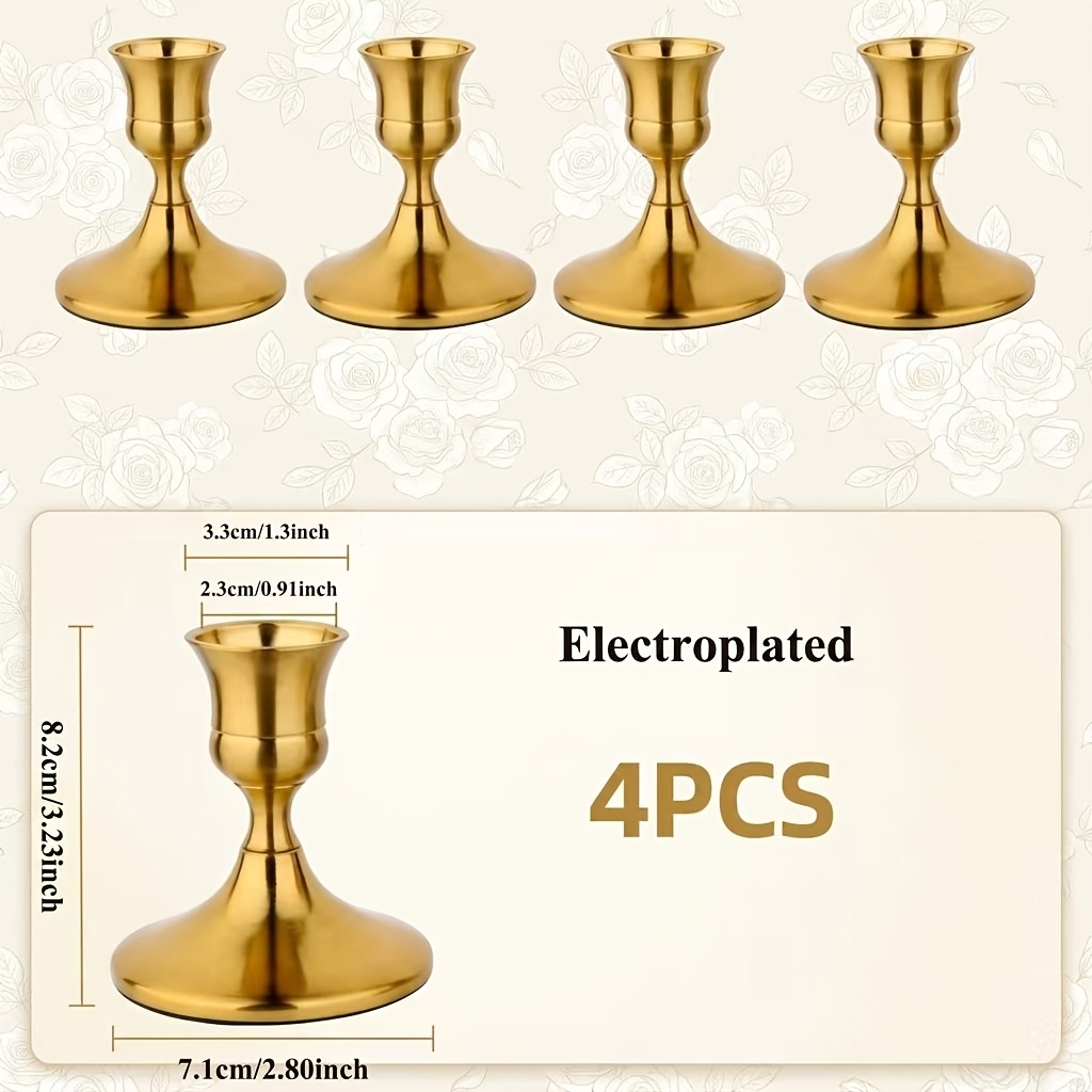 TEMU 4pcs Set Of Light Luxury Dinner Wedding Table Decoration, European Retro Candlestick Base, Christmas, Ramadan, Hanukkah And Thanksgiving Party