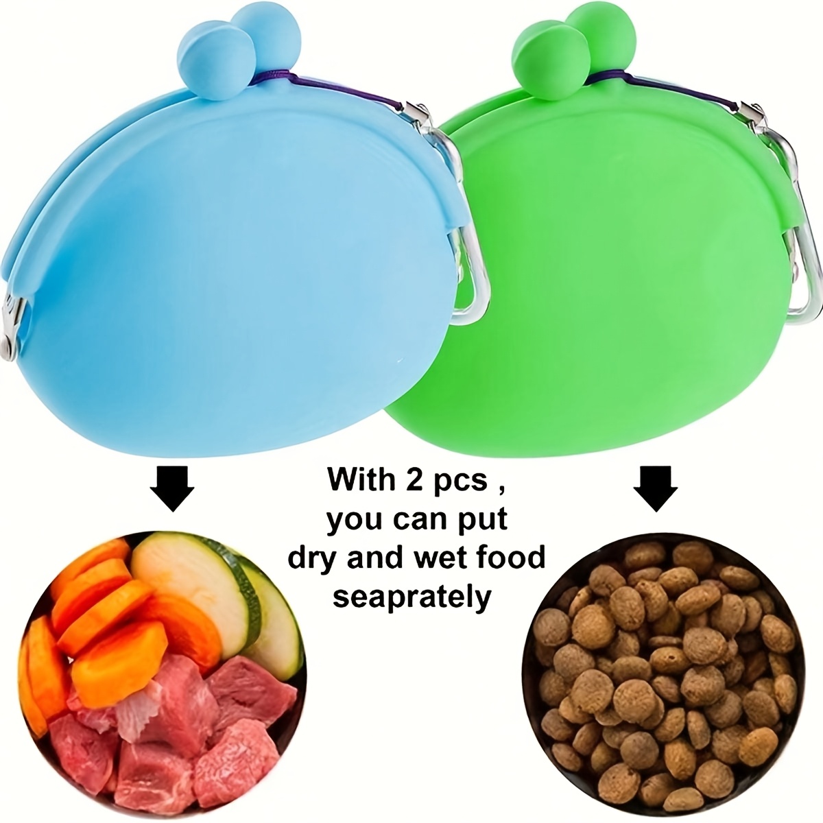 

1pc/5pcs Silicone Dog Treat Pouch, Portable Storage Bag, Leakproof & Foldable Design, With Hook For And Travel