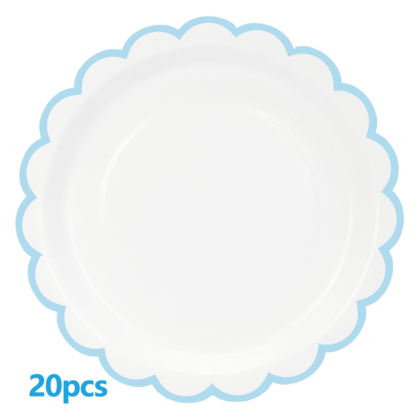 E-shop 10/ Stück Weiße und Blaue Pappteller 7 Zoll 9 Zoll Weiße Teller mit Hellblauem Rand Süße Weiße Geodraht Pappteller Abendessen Teller Dessert