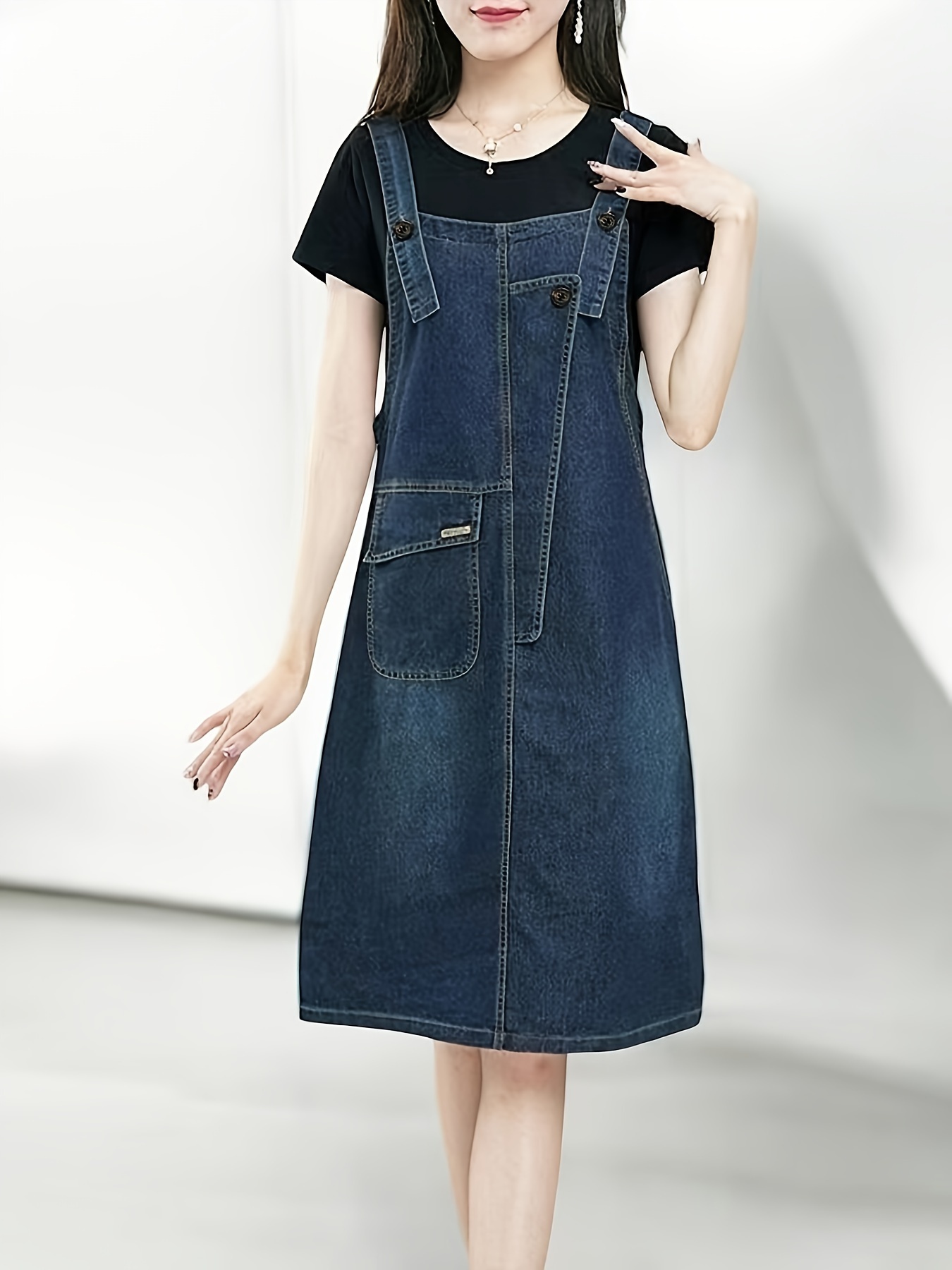princess polly baby blue dress womens loose casual denim shoulder strap skirt dress