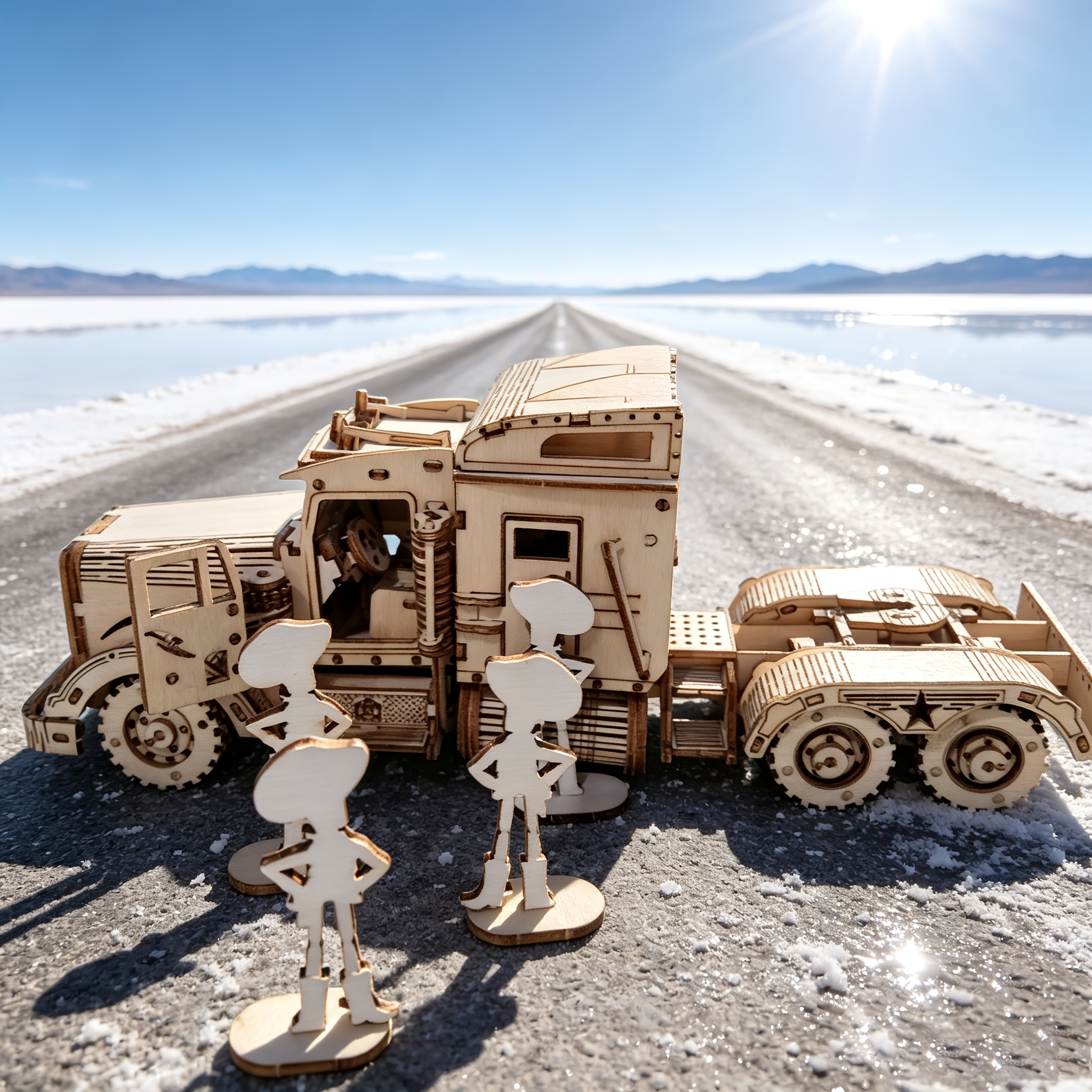 American-Style Heavy-Duty Tractor-Trailer 3D Wooden Puzzle Set