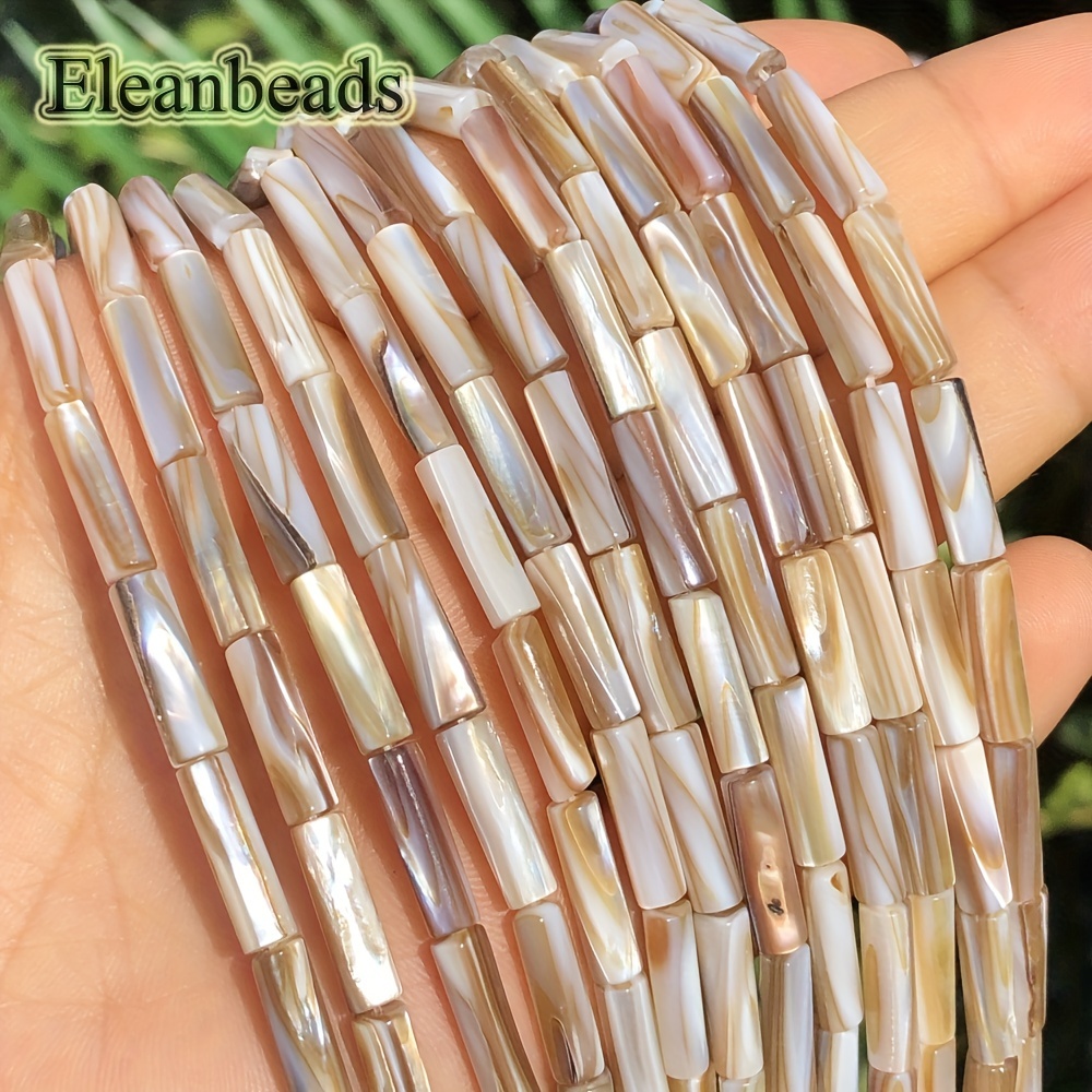 

Eleanbeads Natural Iridescent Brown Shell Beads 4x13mm - Long Cylindrical Loose Spacer Beads For Jewelry Making Diy Bracelets Necklaces Earrings Accessories