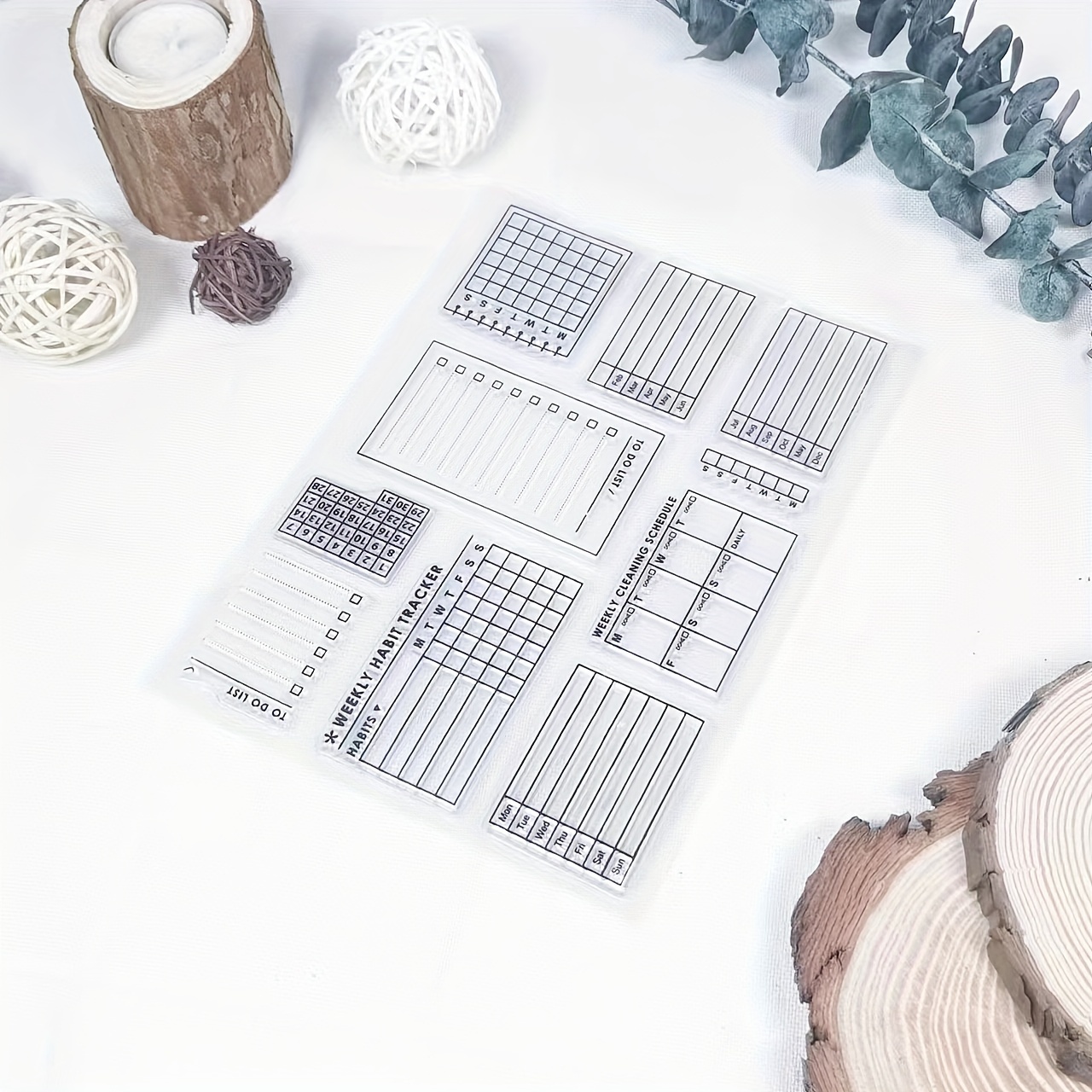 

Clear Silicone Stamps Set For Diy Scrapbooking And Card Making, 1 Sheet With Of Planner And Patterns, Transparent For Creative Journals, Crafts, And Projects, Suitable For 14+