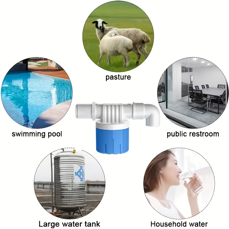1 Set 1/2 Inch Float Valve for Water Tank, Automatic Water Level Control Device, Blue Plastic Float Ball Valve Switch, Suitable for Swimming Pools, Ponds, Livestock (Side Inlet)