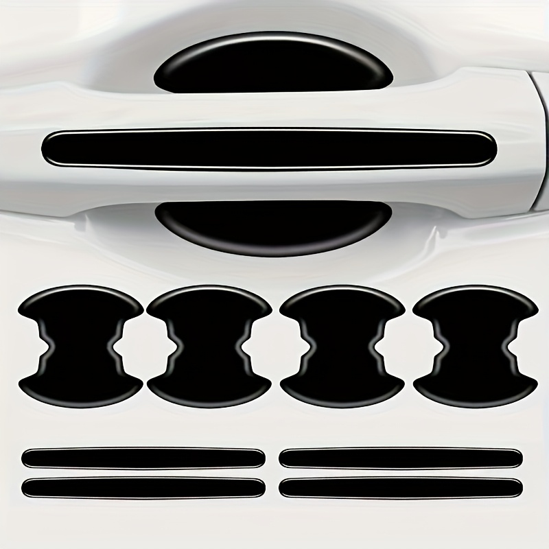 TEMU 8pcs Universal Door Cup Protective Sticker, Door Handle Sticker, Anti-collision Strip, Anti-scratch, Anti-touch Soft Gel Black Paint Surface