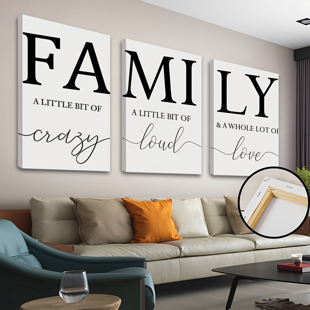 

3pcs/set Wooden Framed Canvas Poster, Modern Art, Family Love Text Poster, Ideal Gift For Bedroom Living Room Corridor, Wall Art, Wall Decor, Winter Decor, Wall Decor, Room Decoration