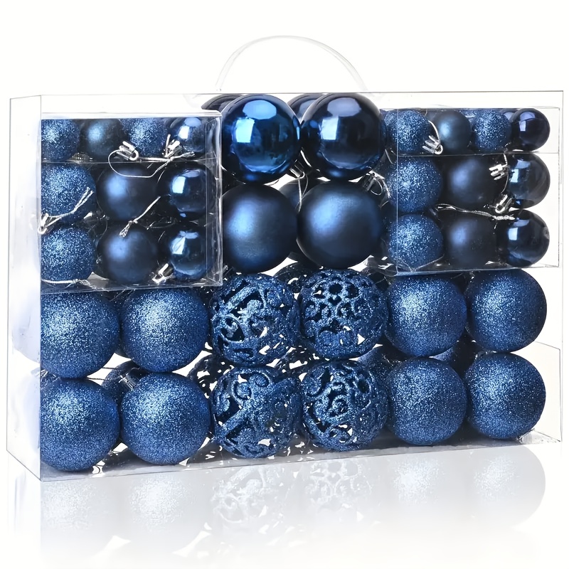 100pack Christmas Balls Ornaments Set, Christmas Tree Ornament, Christmas Ball Decoration Hanging Tree Ornament Assortment Set Decor Holiday Wedding Party (navy Blue)