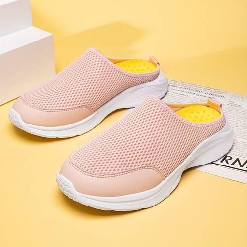 womens lightweight breathable mesh slip on sneakers peach walking shoes with comfortable eva sole casual low for indoor outdoor use