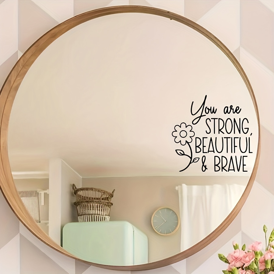 

Inspirational ", Beautiful & Brave" Sticker - Pvc Wall Decal With For Bedroom, & Window Decor, Mirror Wall Decor