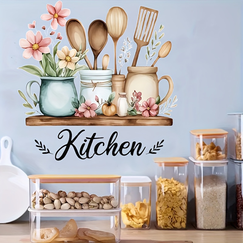 küchen wandaufkleber – gewürzglas blumenmuster