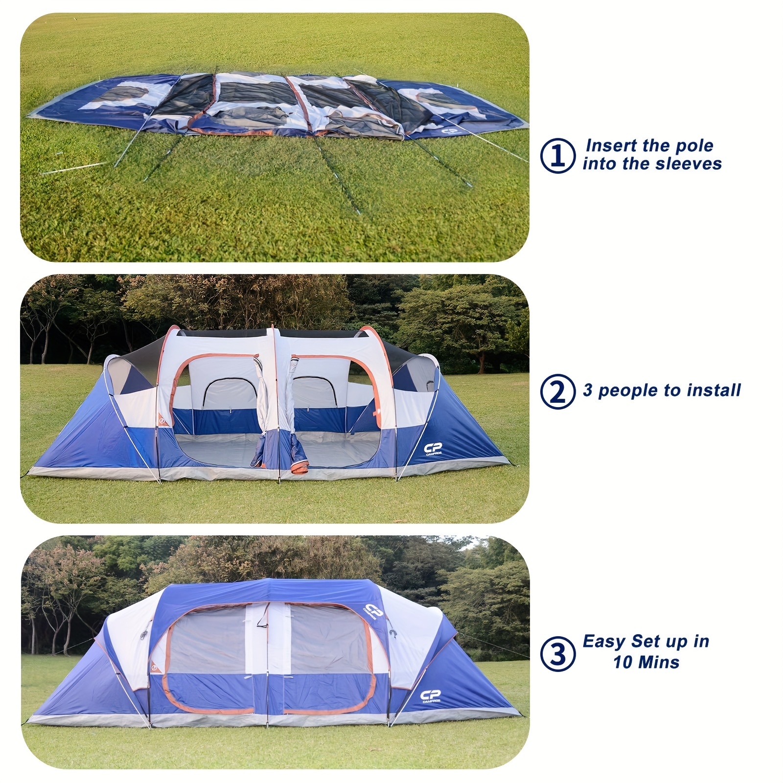 12 person camping tents room weather resistant family Temu