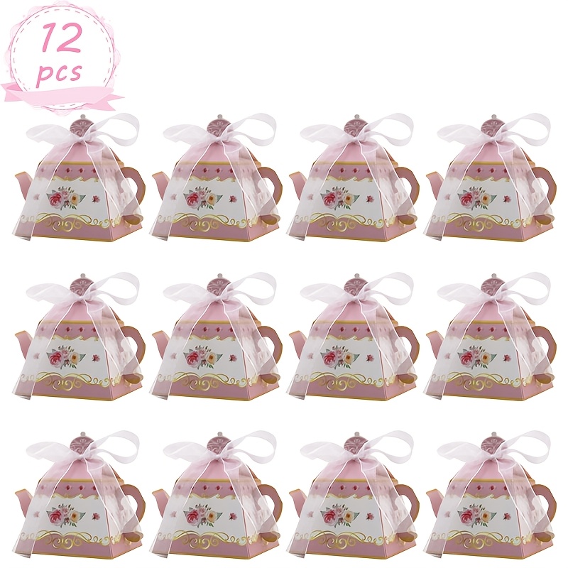 TEMU Gift For Her/him 12 Pack Teapot Design Party Favor Boxes With Ribbons, , Style Gift Boxes For Bridal Showers, Wedding, Birthday, And Afternoon