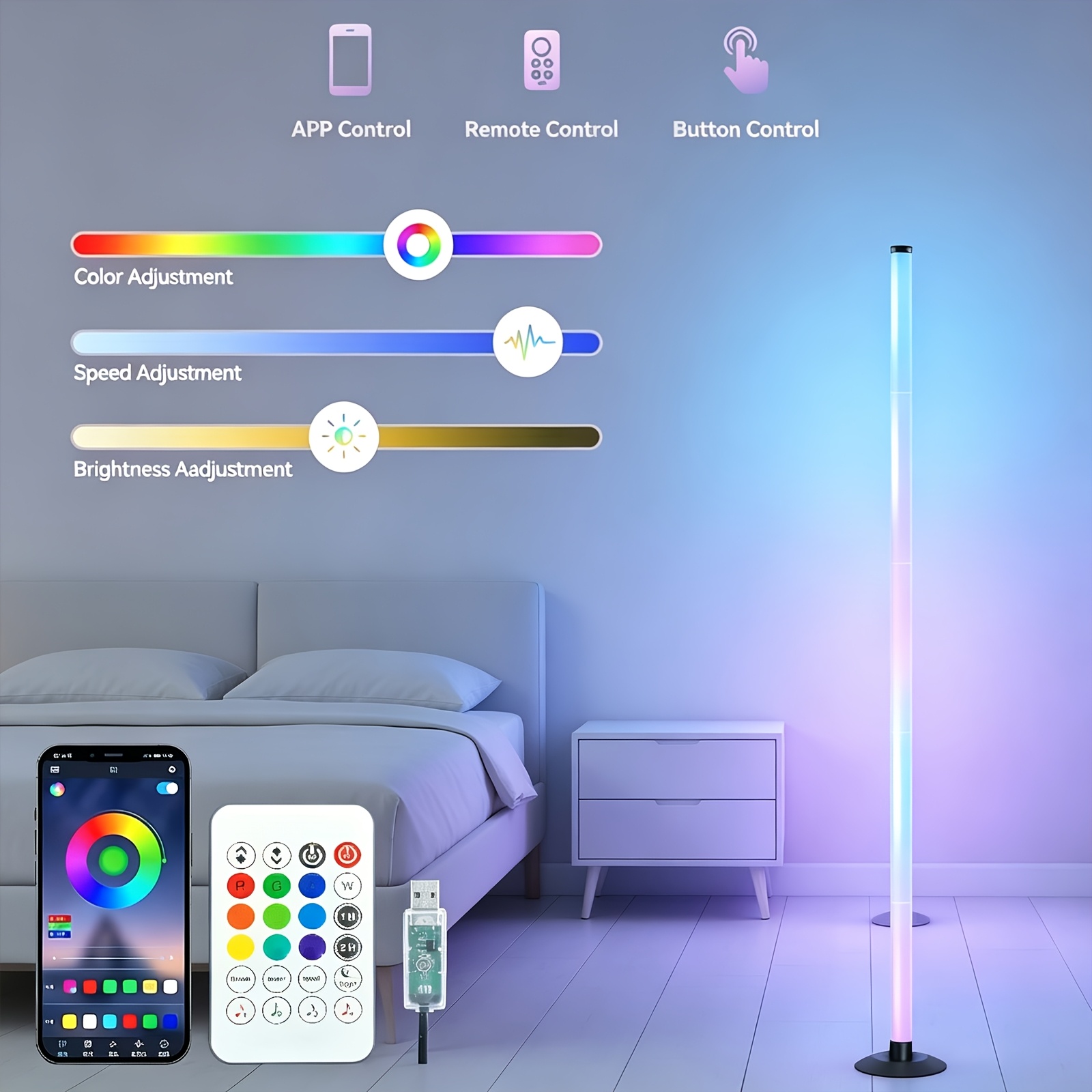 Smart RGB Floor Lamp with App & Remote Control