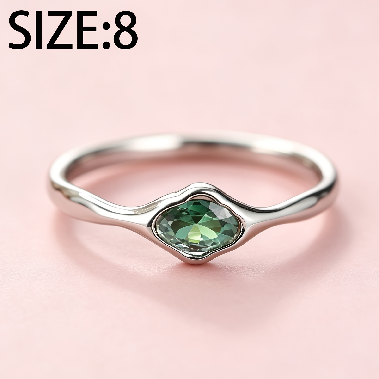 TEMU 1 Exquisitely Unique Irregular Synthetic Zirconia Ring, Made Of High-quality Copper With Synthetic Zirconia Inlay. This New Ring Features A