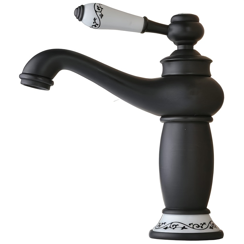 Image of Bathroom Faucet, Black, Basin Mixer Tap, Basin Faucet, Single Handle Bathroom Faucet With Ceramic Handle