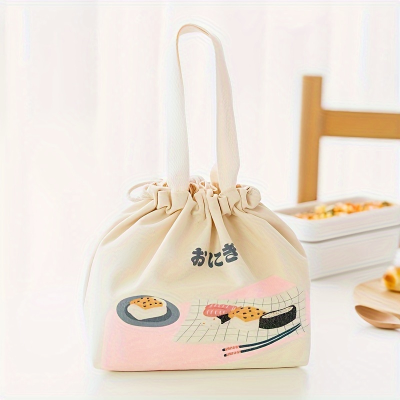 Trendy Japanese Style Pattern Lunch Bag Portable Drawstring - Temu
