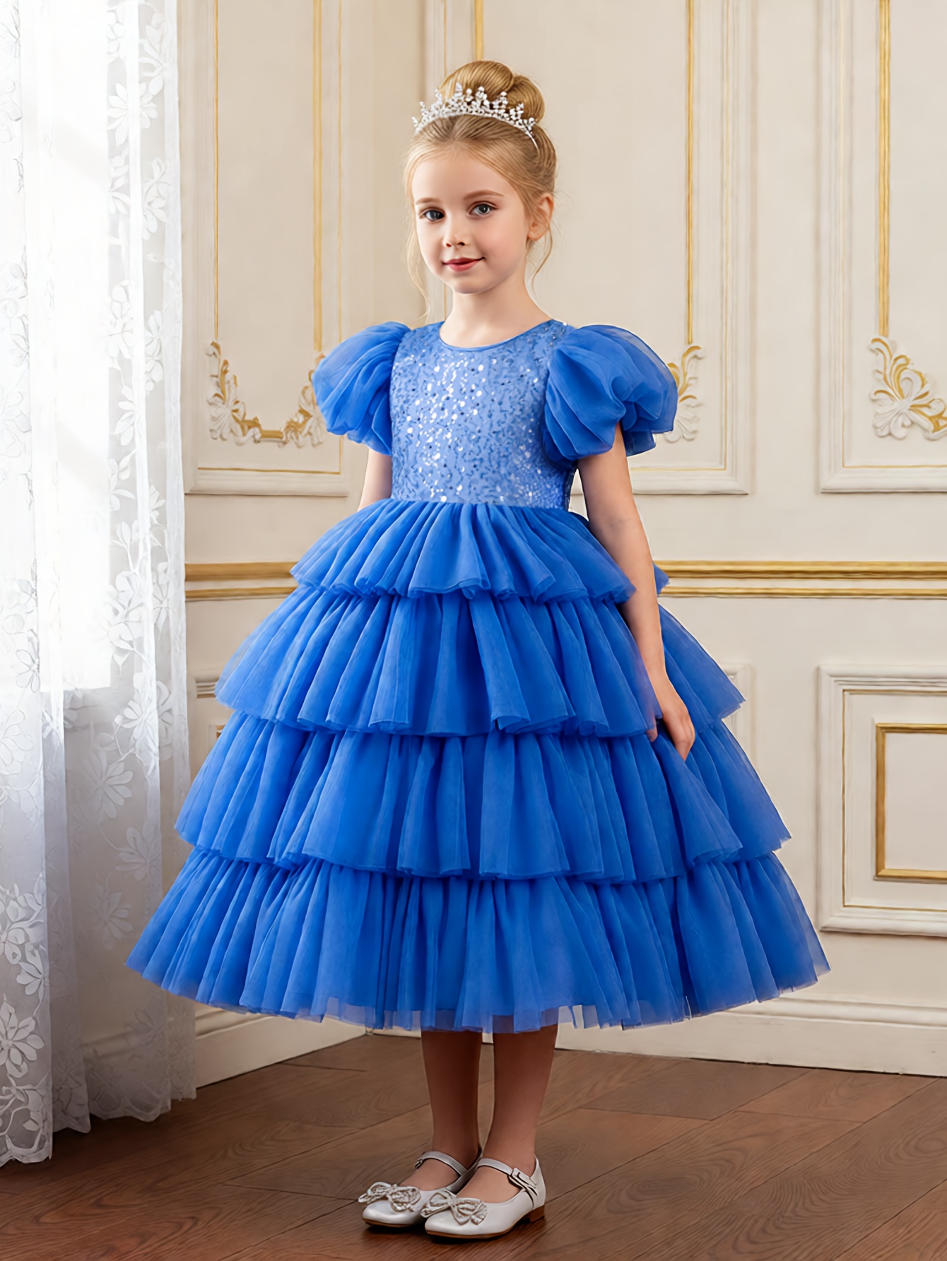 high end princess dress puff sleeves sequins a fluffy - Temu Cyprus