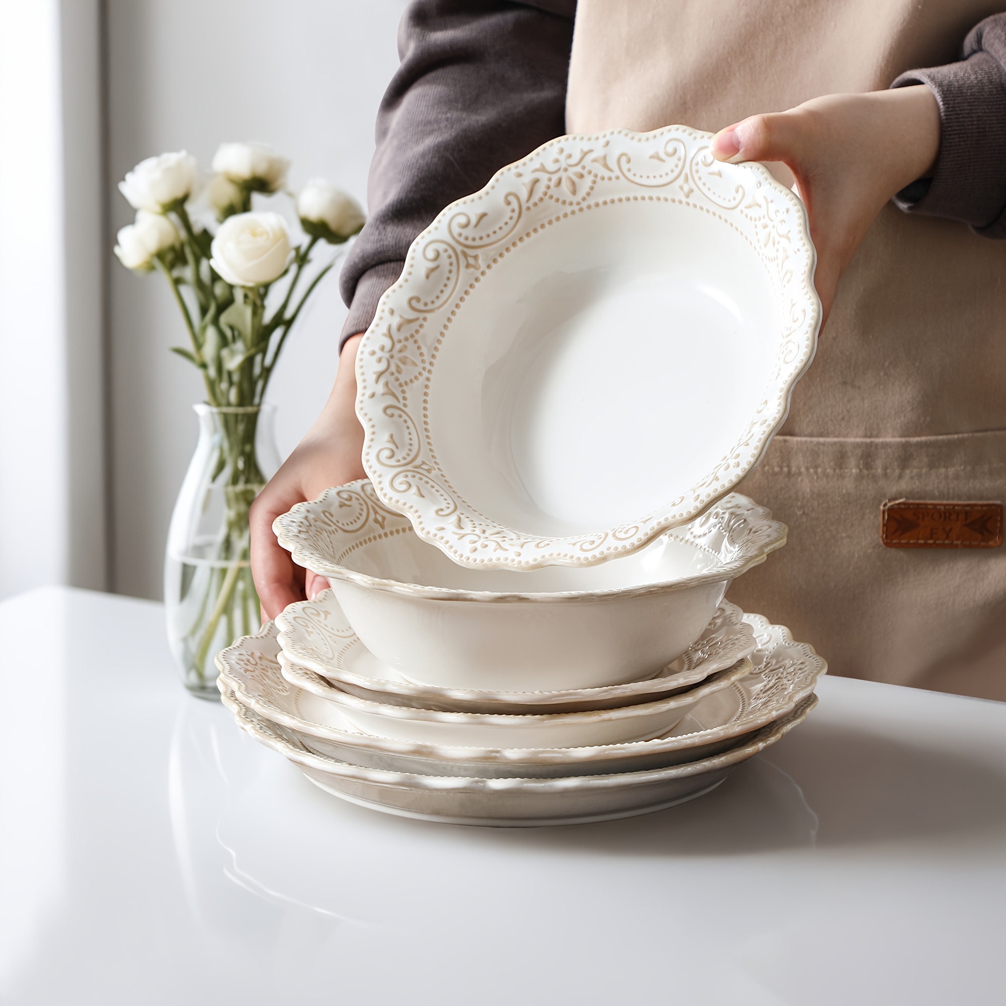 16 st middagsset för 4 porslin chipp och repa resistent - Temu Sweden
