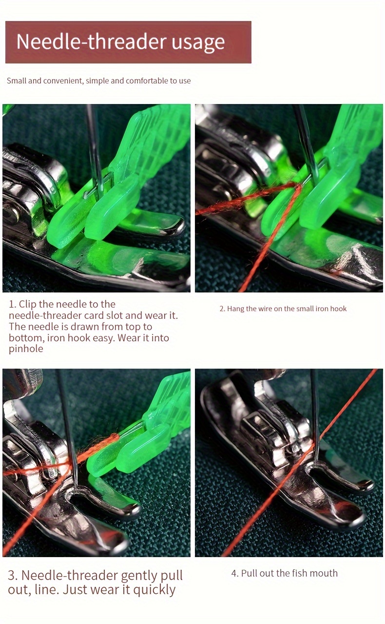 6-Pack Automatic Needle Threader for Sewing Machines - Easy Use Fish-Shaped Thread Guide Tool for Needlework, Embroidery & Craft - Durable Quick Threading Hand Sewing Assist