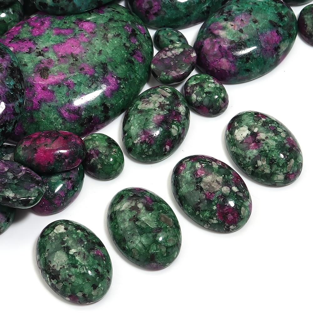 Natural Red Green Treasure Oval Stone Ring Face Patches