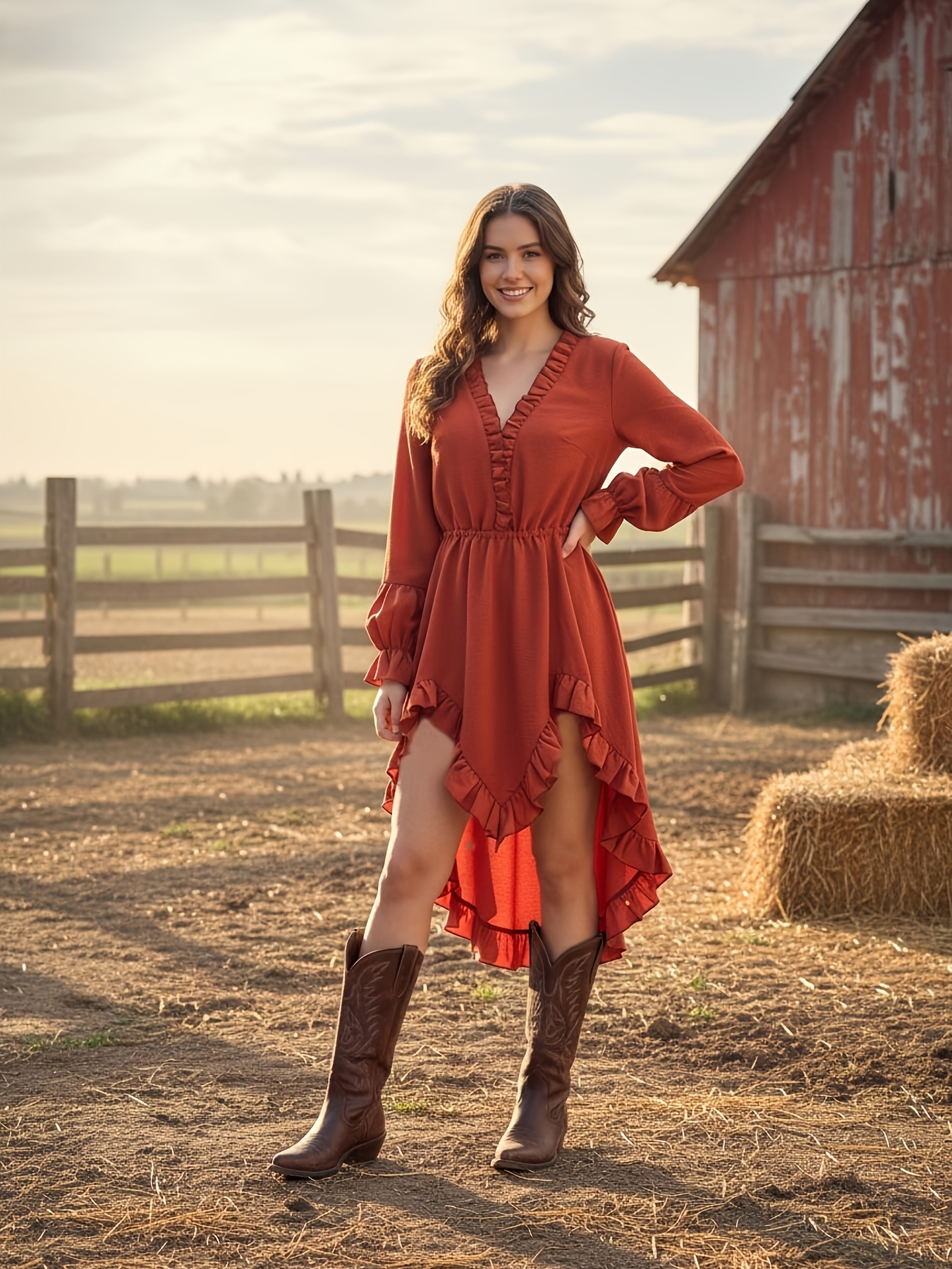 90s western dress 90s Red Amber – Bomzan Closet main image 0