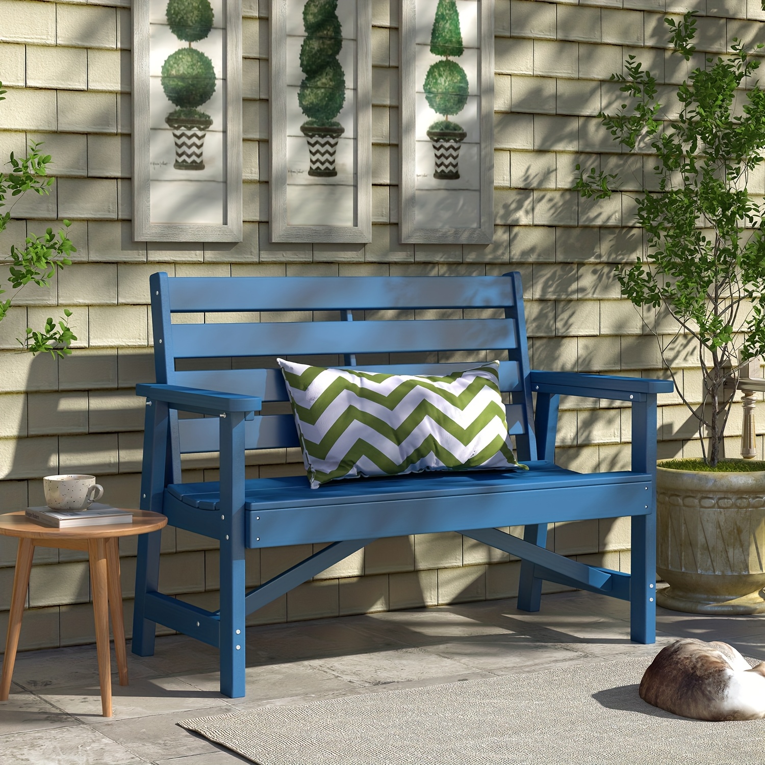 51.5' Outdoor Bench Heavy Duty HDPE Garden Bench for Patio, Park, Porch & Backyard Comfortable 2-Person Seating Rust-Free & All Weather Resistant