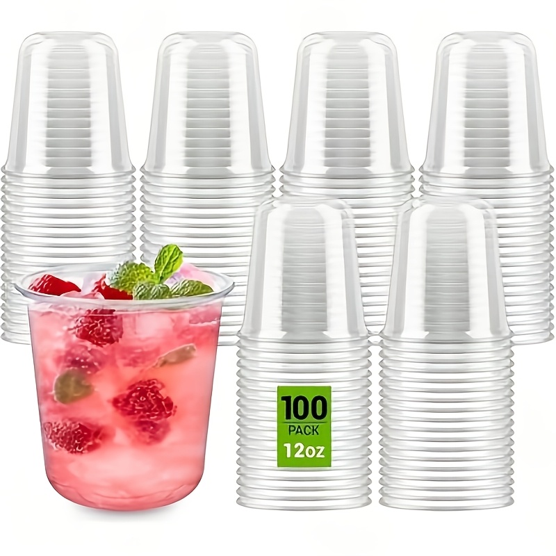 Image of 2026 Hot - 12oz Disposable Footless Wine Glasses, 100-count Plastic Cups Drink Party Cups Wedding Birthday Meeting (pcs) -