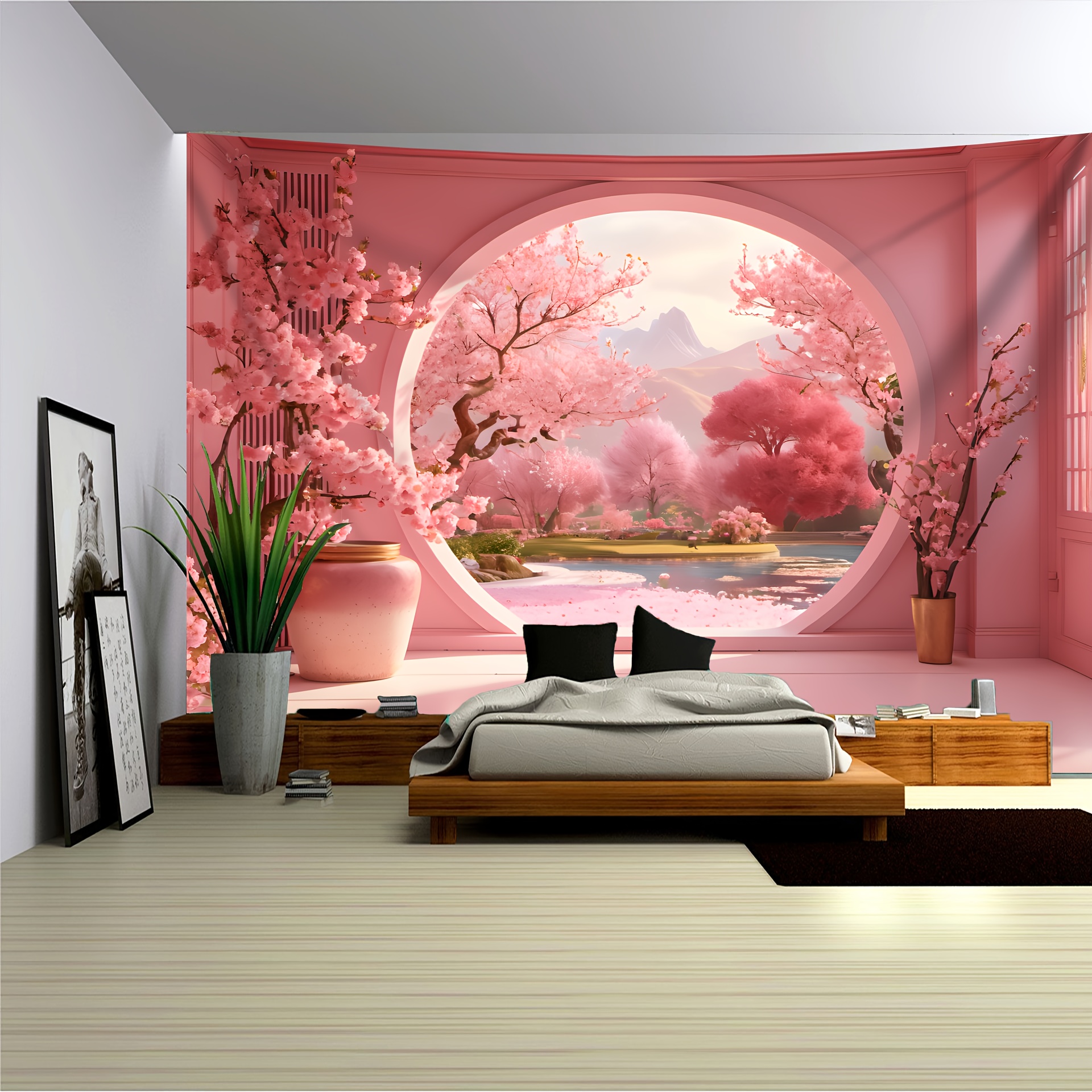 

1pc Delightful Tapestry, Large Size Hanging Cloth, Home Decoration Background Cloth, Free Installation For Living Room Dorm