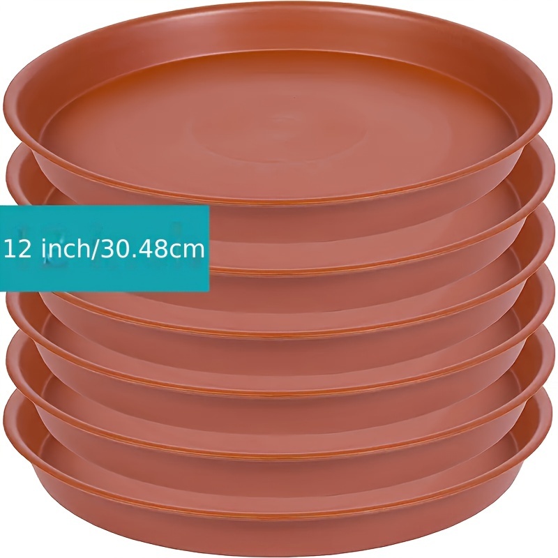 

5pcs Heavy Duty Plastic Plant Saucers - & Stylish - Round Trays For Pots, Indoor Flowers & Bird Baths - 6, 8, 10, 12 Sizes