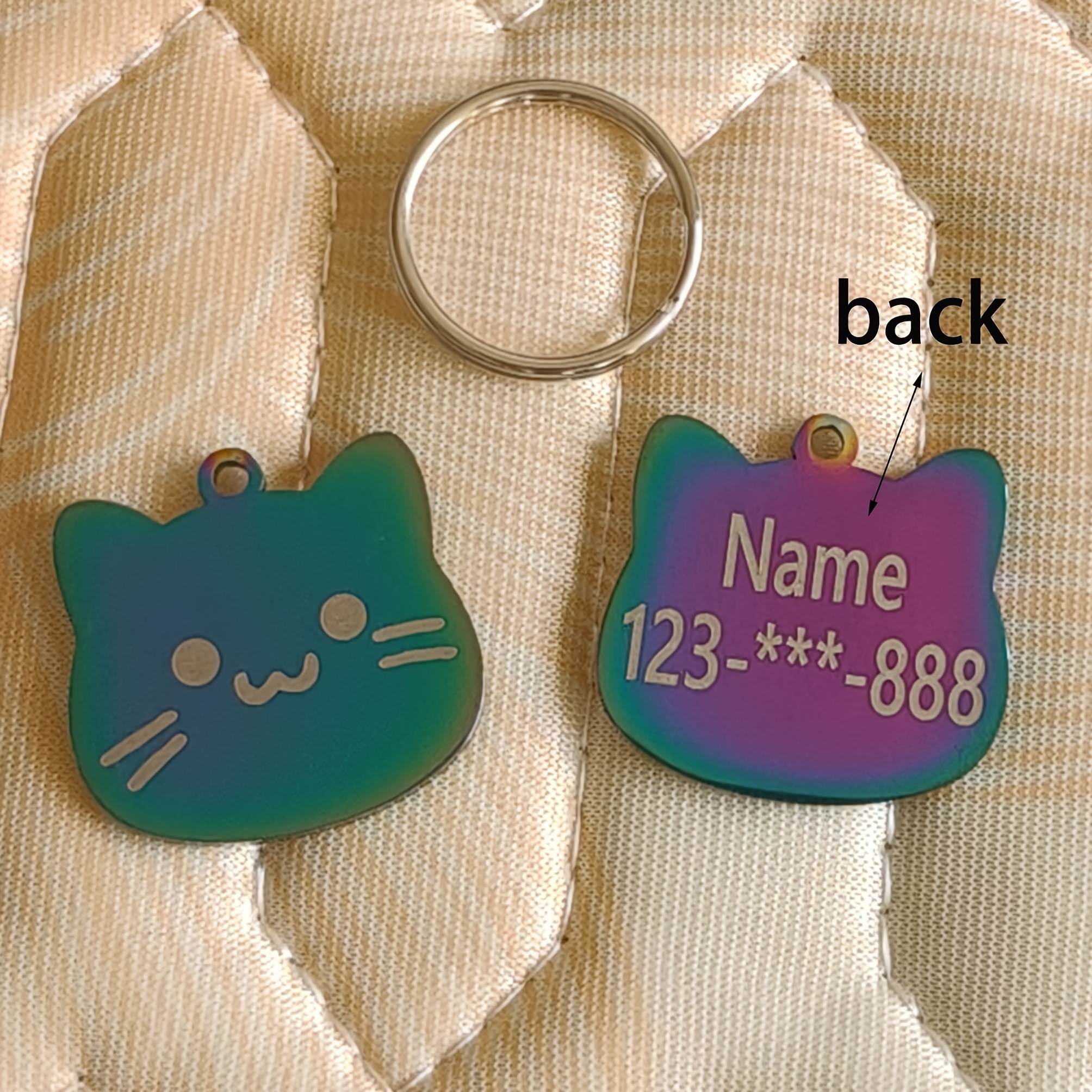 TEMU Style Cat Tag, Options Non-fading Cat Plate, Customizable Cat Name And Owner Phone Number, Best Gift For Pets