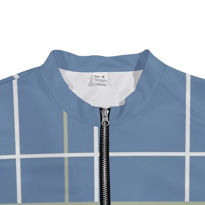 2025 autumn light blue striped pattern mens casual sportswear set fashionable simple half zip crew neck pullover long sleeve t shirt pants for daily wear exercise mens clothes men clothes men outfit sets airport outfit for men mens xmas outfits clothes for men Product details 3