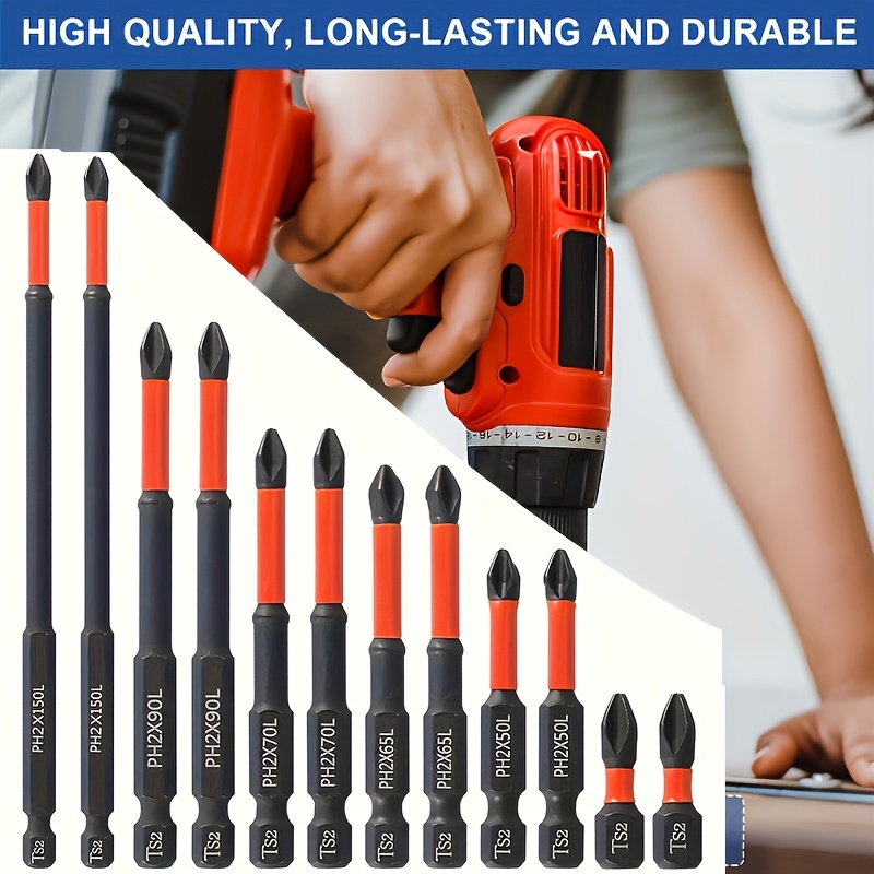 5pcs/6pcs/10pcs/12pcs Magnetic Anti-slip Drill Bits, Made Of With 1/4" Hex Shank - High Quality, Durable, Long-lasting