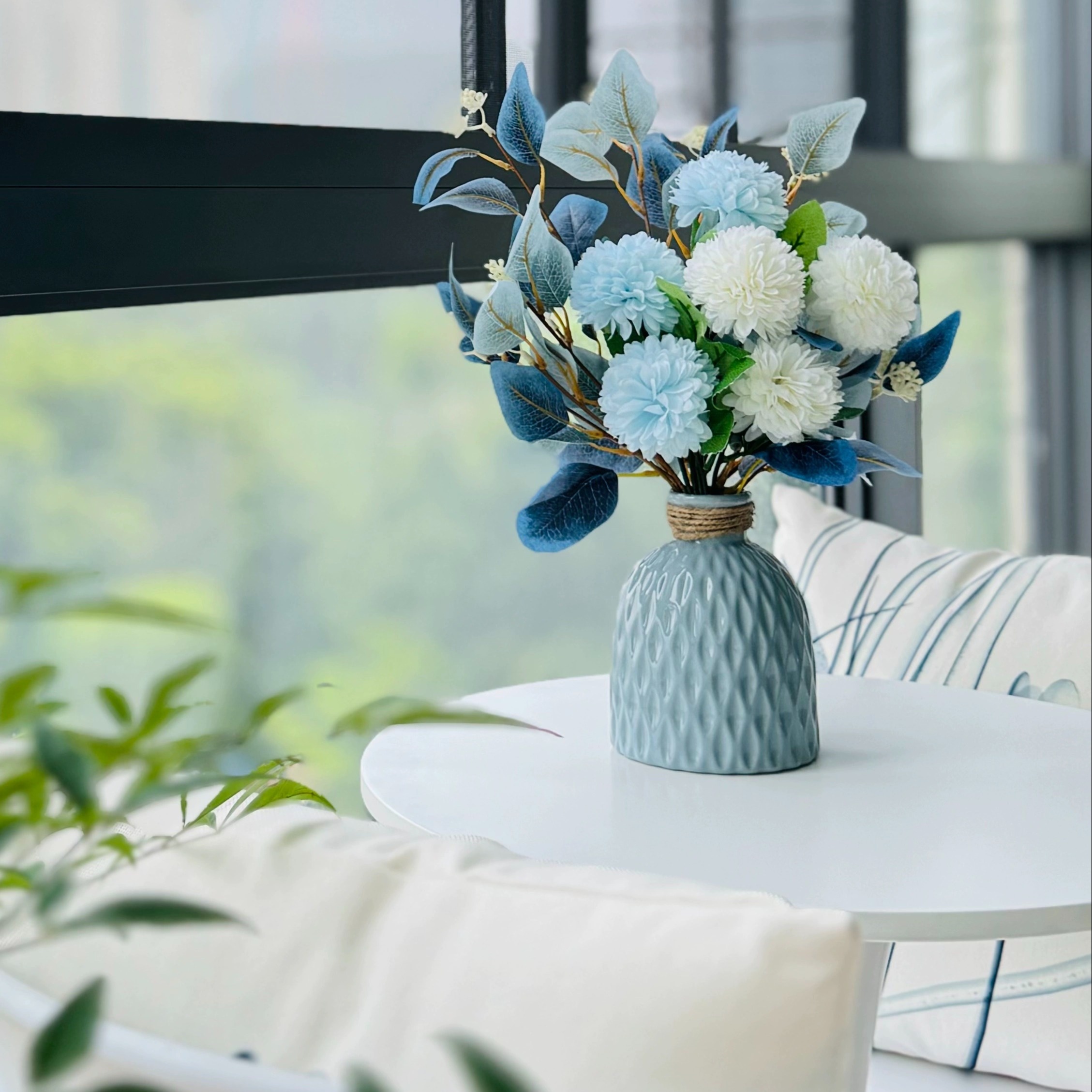 1pc blue artificial hydrangea bouquet home table decor ideal for halloween christmas valentines thanksgiving mothers day Product details 6