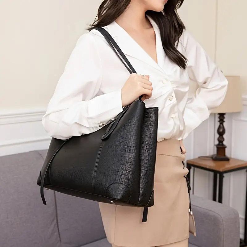elegant womens tote bag large capacity shoulder bag with detachable strap zipper closure and for work everyday use everyday tote bag minimalist shoulder bag sleek Product details 4