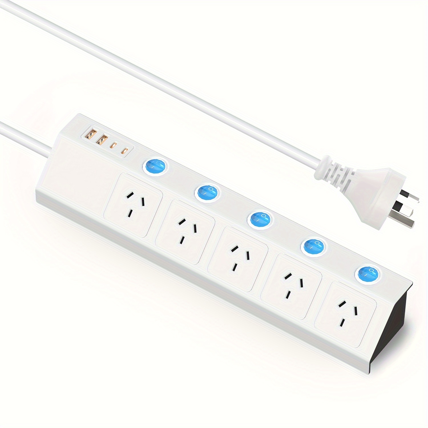 power board with usb 5 ac sockets with 2 usb   usb c ports 3a fast charging with   protector 5ft   cord   switch for home and office details 1