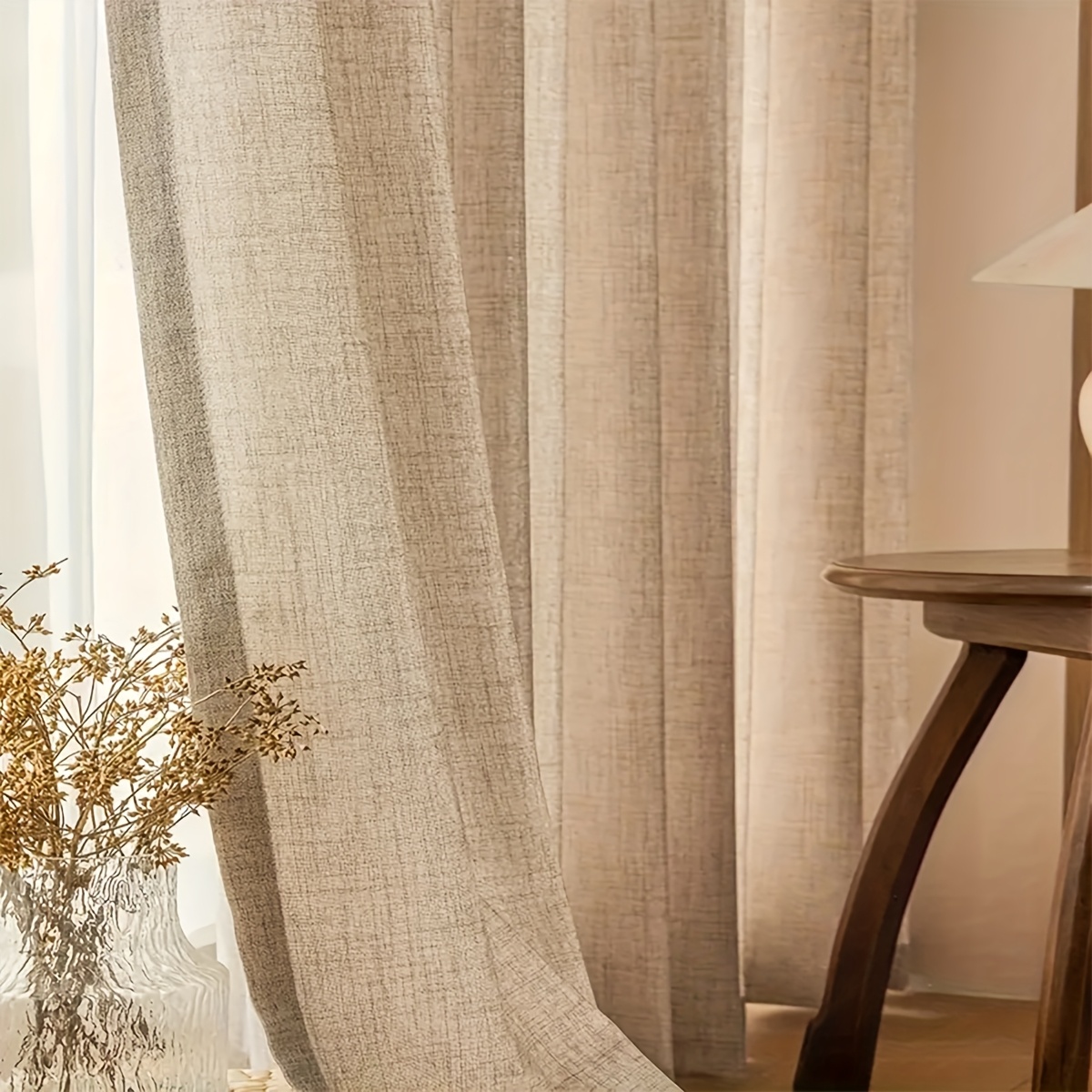 TEMU 1pc Fresh Japanese-style Solid Color Sheer Curtain, Pastoral Country Style, Hand Washable Or Machine Washable, Top Rod Pocket For , Suitable For