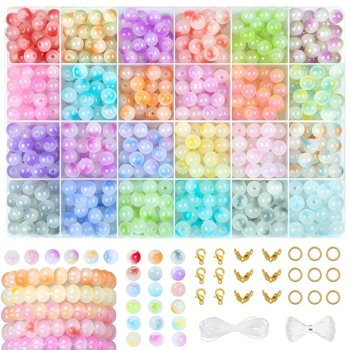 

8mm Dual-tone Glass Jelly Beads For Diy Jewelry Making - Perfect For Bracelets, Necklaces & Earrings Charms For Jewelry Making Beads For Jewelry Making