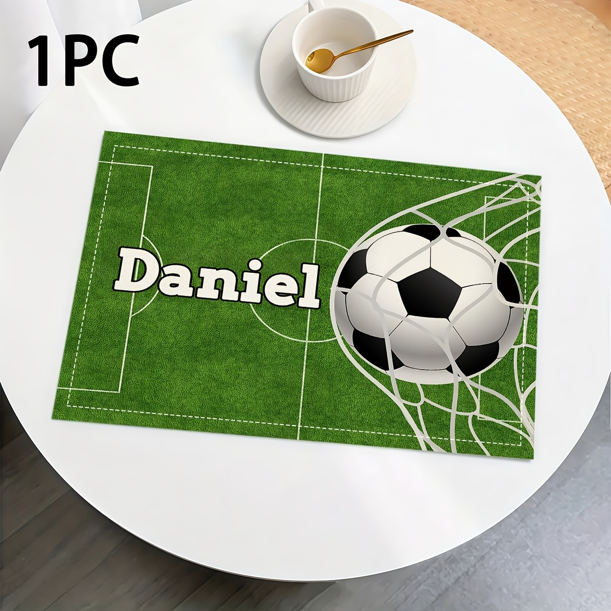 TEMU Dérouleurs de table personnalisables avec nom, motif de football créatif et dessin animé, disponibles en 1/2/4/6 pièces, avec un design de
