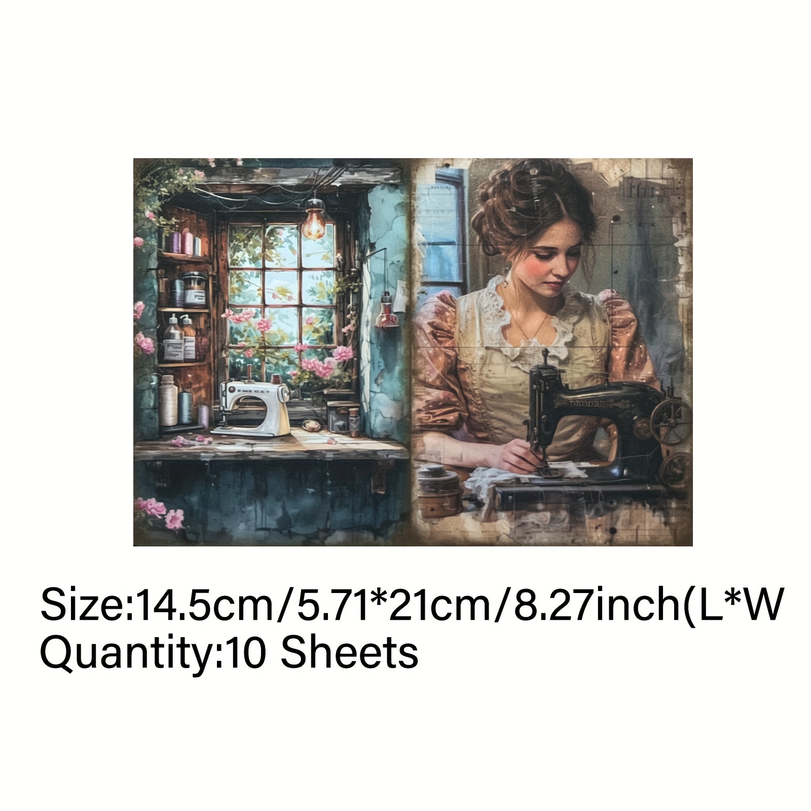 Image of Vigus 10pcs Vintage Sewing Machine Description Garbage Diary Magazine Thin Notebook A5 Size Handicraft Paper